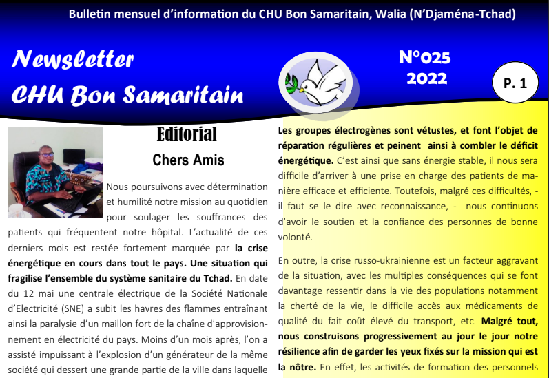 Progetti sanitari in Ciad: Newsletter 025/2022 CHU Bon Samaritain