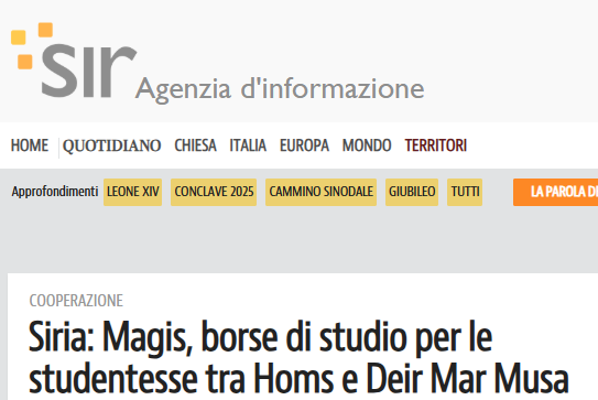 AGENSIR – Siria: Magis, borse di studio per le studentesse tra Homs e Deir Mar Musa