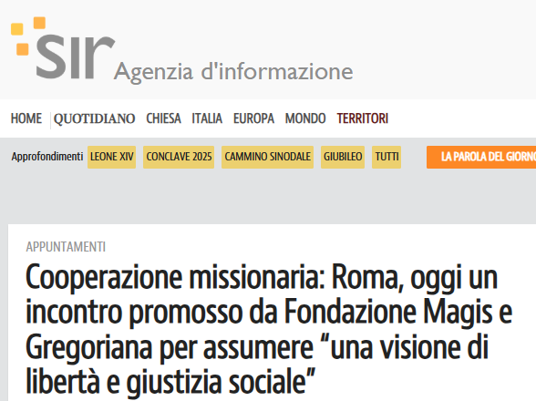 AGENSIR – Cooperazione missionaria: Roma, oggi un incontro promosso da Fondazione Magis e Gregoriana per assumere “una visione di libertà e giustizia sociale”