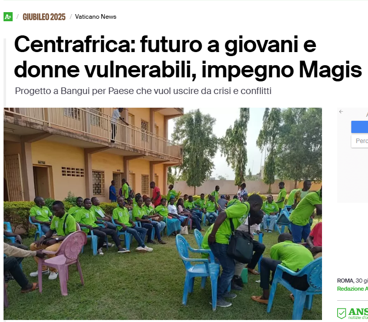 ANSA – Centrafrica: futuro a giovani e donne vulnerabili, impegno Magis